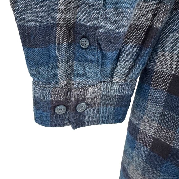 Weatherproof Vintage Mens Blue Plaid 100% Cotton Button-Down Flannel Shirt L - Picture 5 of 13